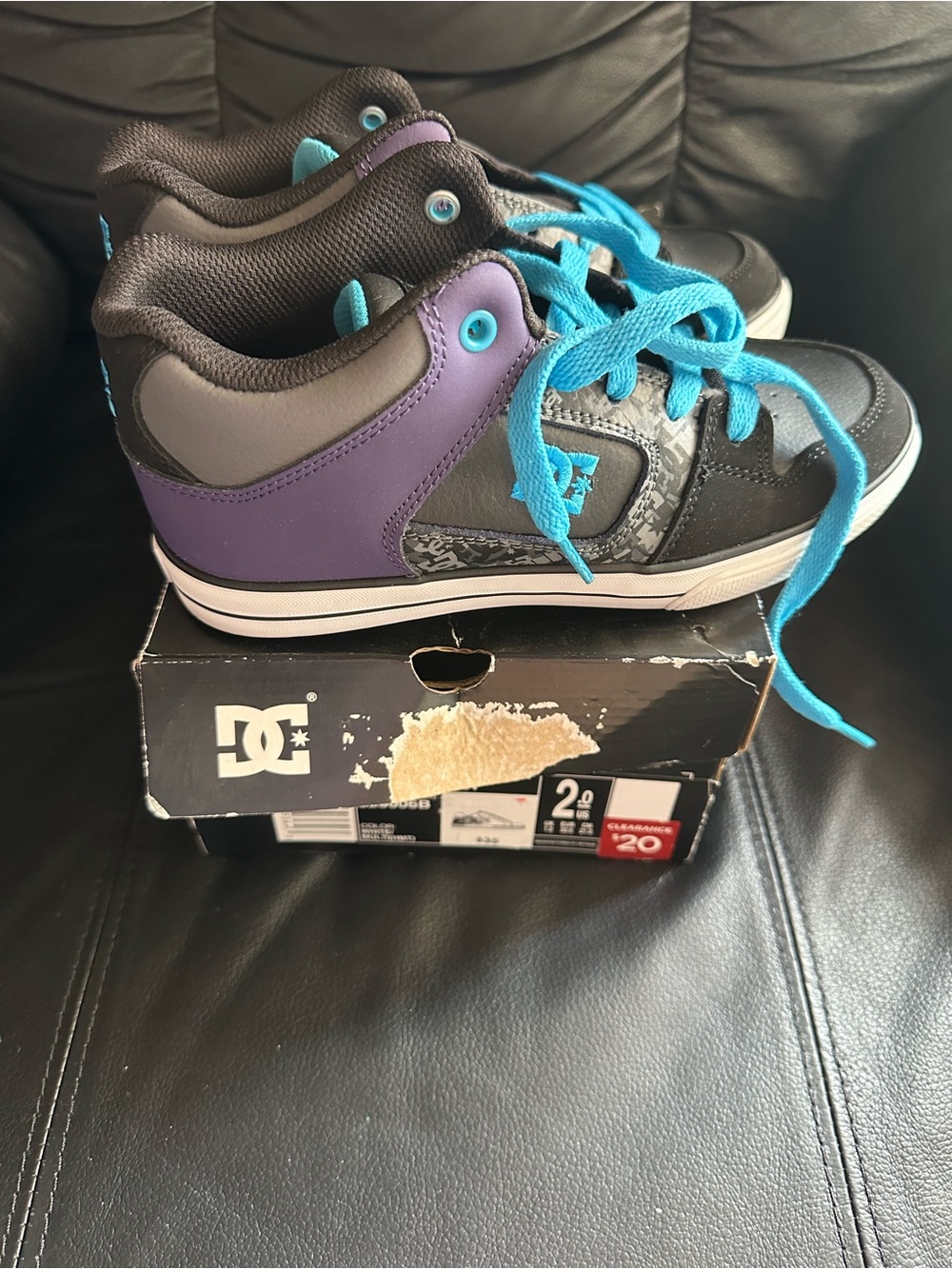 DC Kids Mid-Top Sneakers in Black, Purple & Bright Blue